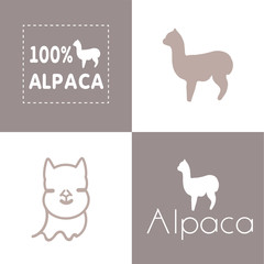 Alpaca sign illustration soft nature wool lama © shekaka