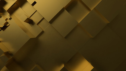 Abstract 3d boxes. golen cube background.