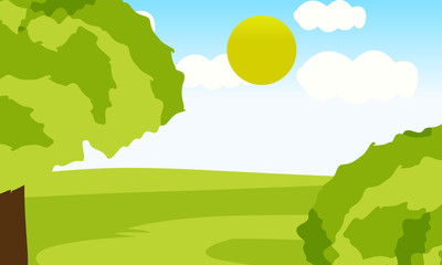 Park with lake scene landscape