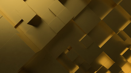 Abstract 3d boxes. golen cube background.