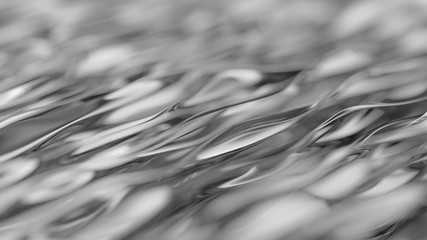 Silver background. Aluminum surface. Ornate modern chrome shape