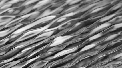 Silver background. Aluminum surface. Ornate modern chrome shape