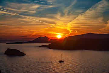 The sunset at the Poseidon Temple in Athens