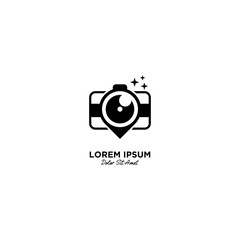 Camera Pin logo vector icon illustration