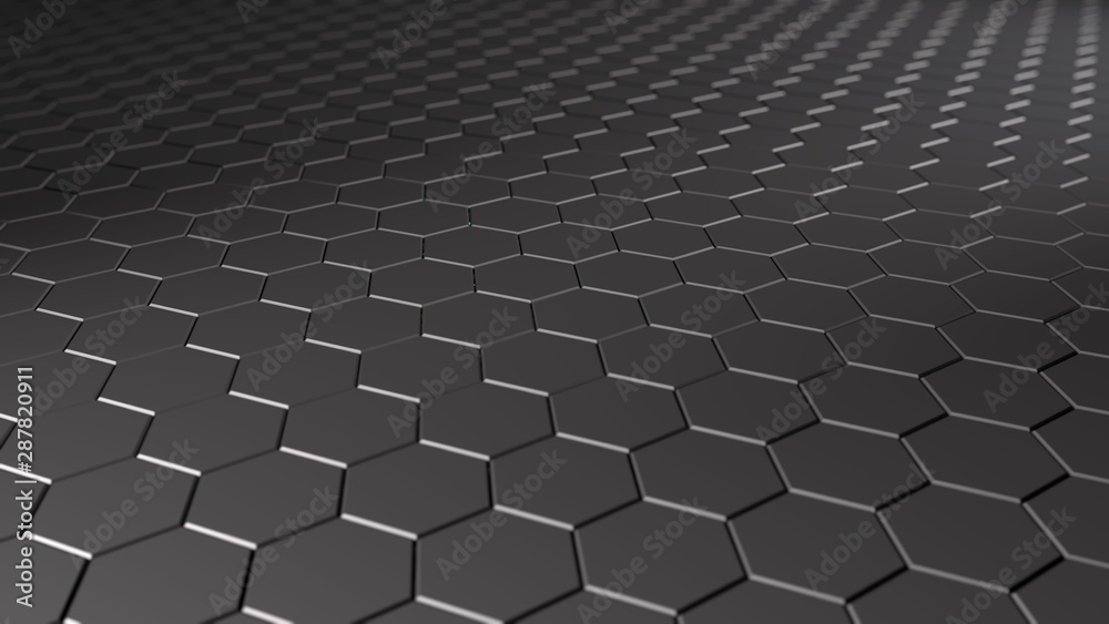 Poster abstract 3d surface background of a set of hexagons. 3d rendering, futuristic design with background