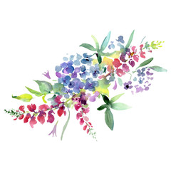Bouquet floral botanical flowers. Watercolor background set. Isolated bouquets illustration element.