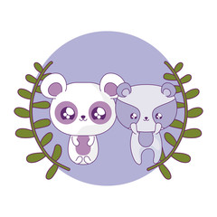 cute panda bear with raccoon baby animals kawaii