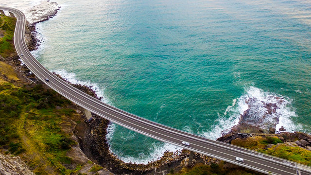 Aerial Shot Of Sea Cliff Bridge Between Coalcliff And Clifton