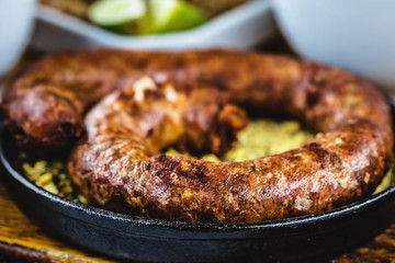 Brazilian pork sausage. Typical home cooking from Minas Gerais and the interior of Brazil. Photo for restaurant menu.