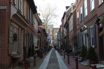 Fototapeta na wymiar Elfreth's Alley In Philadelphia January 2019