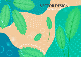 Creative bright abstract background with leaves and branches. Template for your design with space for text.