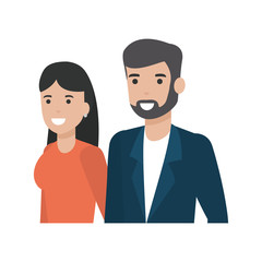 Couple of woman and man cartoon design