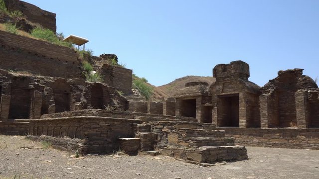 Mardan Takht-i-Bahi Throne of the Water Spring View of the Buddhist Monastery on a Sunny Blue Sky Day