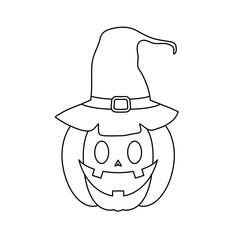 halloween pumpkin with hat witch