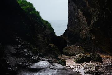Cushendun caves, Causeway Coastal Route, Antrim, Northern Ireland	