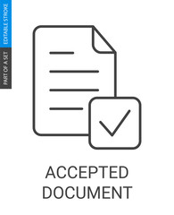 Accepted document icon in flat outline style