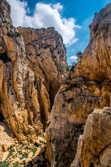 Caminito del Ray walking trail and via ferrata through the canyon. Andalusia, Spain.