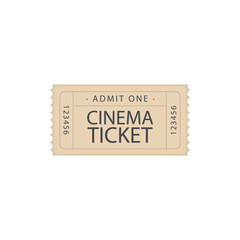 Retro cinema ticket. Illustration of designer on a white background.
