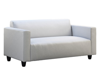 Modern white two-seat leather sofa. 3d render