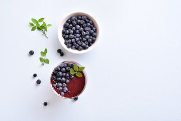 Blueberry smoothie in glass