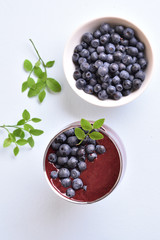 Blueberry smoothie in glass