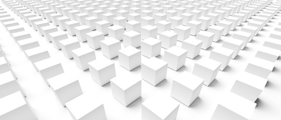 abstract background with cubes in a wide angle perspective view. 3d illustrator, wallpaper