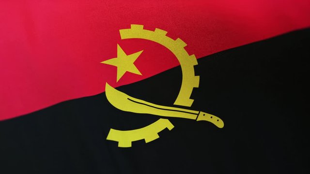 Angola national flag seamlessly waving on realistic satin texture 29.97FPS