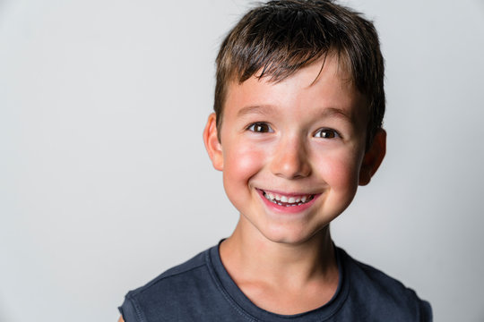 Portrait Of Strong Boy, White Background