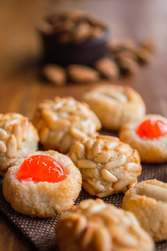 Some panellets, typical confection eaten in Halloween in Catalonia, Spain