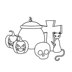 pumpkins with cat and icons halloween