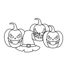 pumpkins with hat witch and icons halloween