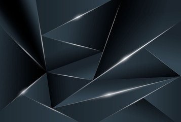 Abstract polygonal pattern luxury dark blue with silver. Vector illustration in low poly style.