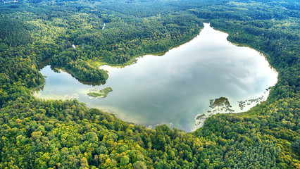 Fototapeta na wymiar Aerial landscape from the drone- lake