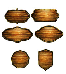 Naklejka premium Vector realistic illustration of wooden signboard