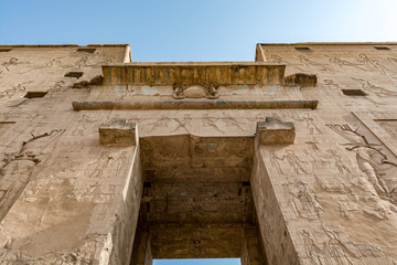 Main entrance pylon to the Horus Temple in Edfu, Egypt