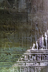 Details, hieroglyphs in Temple of Horus, Edfu, Egypt