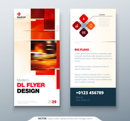 DL Flyer design with square shapes, corporate business template for dl flyer. Creative concept flyer or banner layout.