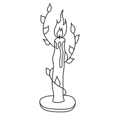 Old fashioned lit candle / candlestick on holder flat vector icon for apps and websites
