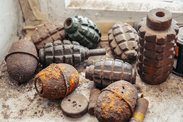 Old ammunition dug out of the ground.