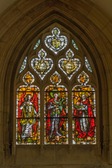 Fototapeta na wymiar Caen, France - 08 14 2019: Castle of Caen. Stained Glass in St. George's Church