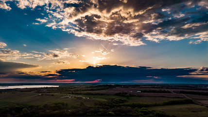 Nebraska drone landscape photography of the countryside and ranch with trees and water