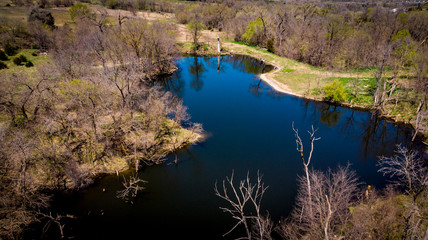 Nebraska countryside landscape trees, water, and sky with clouds