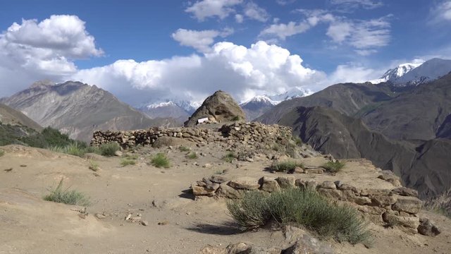 Karimabad Hunza Valley Breathtaking Picturesque Panoramic View of the Eagle's Nest and Snow Capped Disteghil Sar Mountain at Background