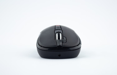 black computer mouse isolated on white background