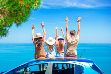 Summer car trip and young family on vacation