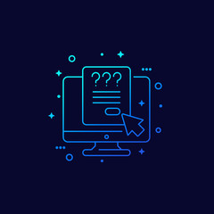 online survey or questionnaire, vector linear icon