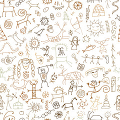 Rock paintings background, seamless pattern for your design