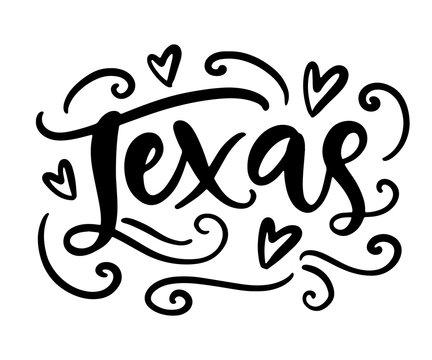 Texas modern city hand written brush lettering