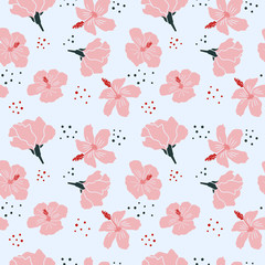 Seamless floral pattern. Modern pattern with flowers for textile, wrapping paper or background. Flat vector illustration
