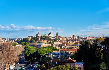 Fototapeta na wymiar Rome skyline view from Orange Garden in Italy